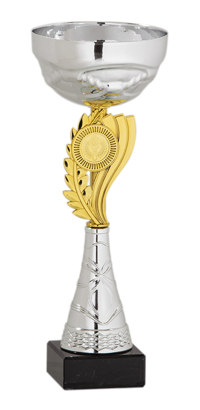 Pokal Silber/Gold mit Platz für ein Mini Emblem