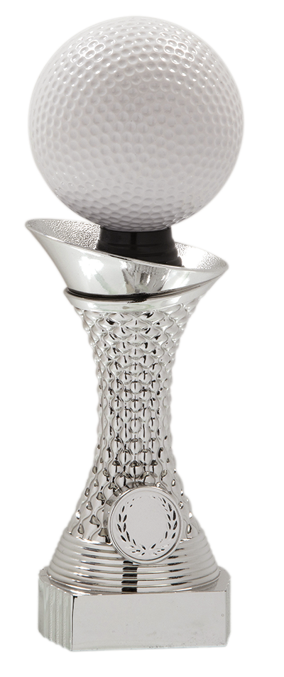 Exklusive Golf Trophäe Silber mit Platz für ein Mini Emblem