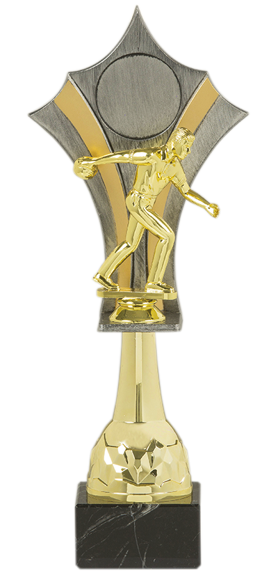 Trophäe Gold mit Platz für eine Figur und Maxi Emblem
